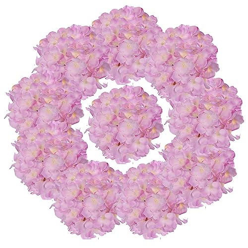 LUSHIDI 10PCS Artificial Hydrangea Flowers Fake Hydrangea Silk Flowers Heads with Stems for Wedding Home Party Shop Baby Shower DecorationPink