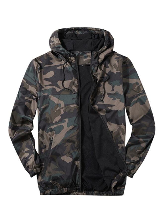 Lucky Men's Camouflage Printed Hooded Jackets, Lightweight Waterproof Tactical Outdoor Jacket for Men, Warm Fleece Military Hiking Windbreaker L - Image 1