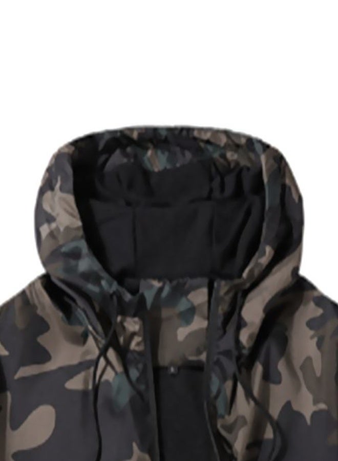 Lucky Men's Camouflage Printed Hooded Jackets, Lightweight Waterproof Tactical Outdoor Jacket for Men, Warm Fleece Military Hiking Windbreaker L - Image 3