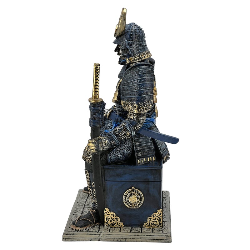 LOOYAR Medieval Ancient Samurai Undead Warrior Resin Statue Ornament Figurine Craft for Home Living Room Porch Decoration Office Desk Desktop Table Arrangement Gift (Blue) - Image 5