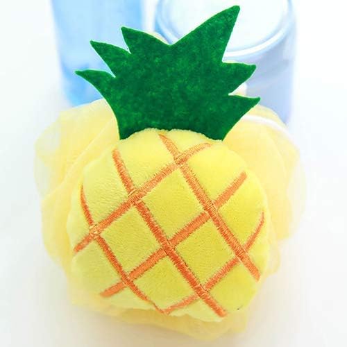 BWESOO Yellow Pineapple Soft Fruit Shape Bath Puff Body Foam Bubble Net Ball Body Scrubber Shower Sponge Pouf Loofahs Mesh Shower Ball Loofah Bath Sponge for Kids Adults Beauty Bathing Bath Sponges - Image 1