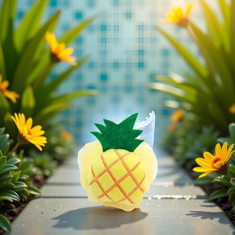BWESOO Yellow Pineapple Soft Fruit Shape Bath Puff Body Foam Bubble Net Ball Body Scrubber Shower Sponge Pouf Loofahs Mesh Shower Ball Loofah Bath Sponge for Kids Adults Beauty Bathing Bath Sponges - Image 2