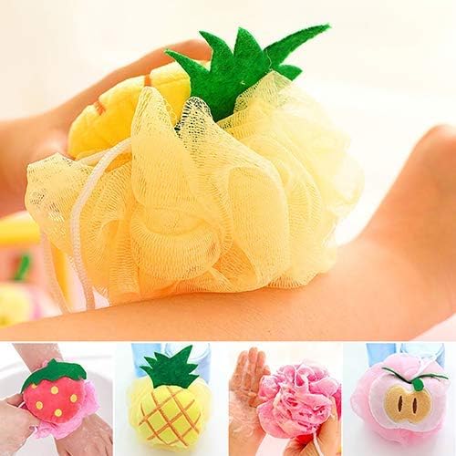 BWESOO Yellow Pineapple Soft Fruit Shape Bath Puff Body Foam Bubble Net Ball Body Scrubber Shower Sponge Pouf Loofahs Mesh Shower Ball Loofah Bath Sponge for Kids Adults Beauty Bathing Bath Sponges - Image 3