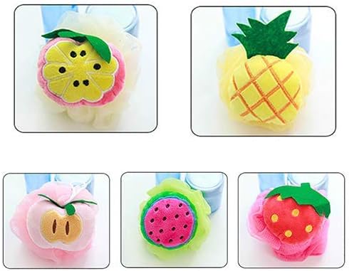 BWESOO Yellow Pineapple Soft Fruit Shape Bath Puff Body Foam Bubble Net Ball Body Scrubber Shower Sponge Pouf Loofahs Mesh Shower Ball Loofah Bath Sponge for Kids Adults Beauty Bathing Bath Sponges - Image 4