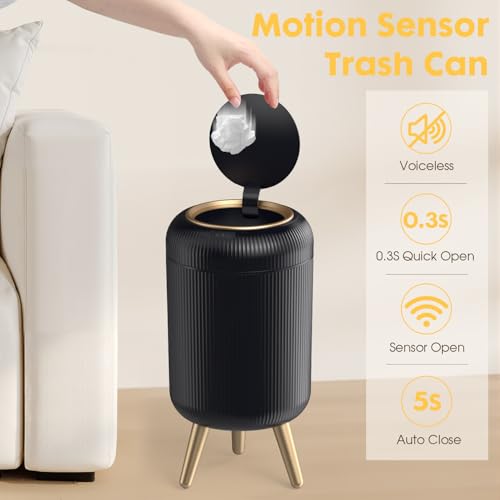 onlcuk Bathroom Trash Can Automatic Touchless，3 Gallon Smart Motion Sensor Trash Bin with Lid，Plastic Black Garbage Can Wastebaskets with Removable Legs for Kitchen, Office, Toilet, Bedroom - Image 3