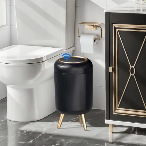 onlcuk Bathroom Trash Can Automatic Touchless，3 Gallon Smart Motion Sensor Trash Bin with Lid，Plastic Black Garbage Can Wastebaskets with Removable Legs for Kitchen, Office, Toilet, Bedroom - Image 2