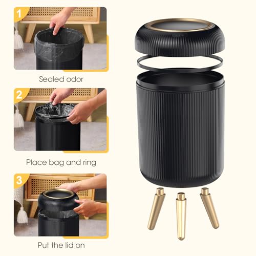 onlcuk Bathroom Trash Can Automatic Touchless，3 Gallon Smart Motion Sensor Trash Bin with Lid，Plastic Black Garbage Can Wastebaskets with Removable Legs for Kitchen, Office, Toilet, Bedroom - Image 5