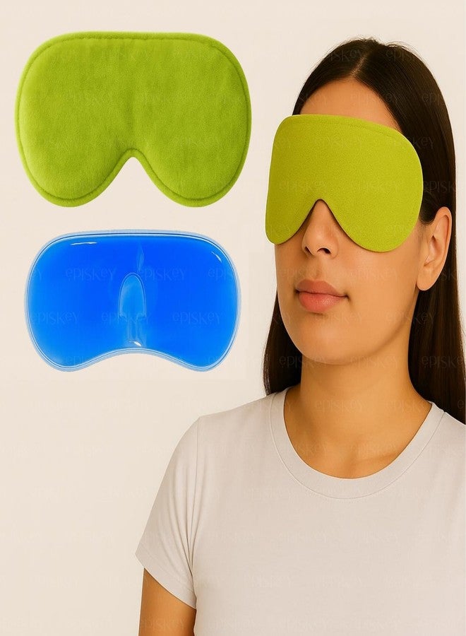EPISKEY Cooling Gel Relaxing Eye Sleep Mask for Dark Circles, Dry Eyes, Cooling Eyes, Pain Relief, Redness, Eye Patches, Sleeping Cool Pad Suitable for All Family Members Sleeping Mask (OLIVE GREEN GEL) - Image 1