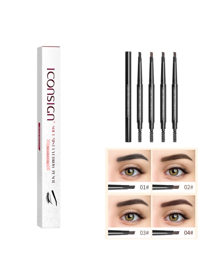 ICONSIGN Dual-Ended Waterproof Eyebrow Pencil - Automatic Retractable Triangular Eyebrow Makeup Pen with Spiral Spoolie Brush, Long Lasting Smudge Proof Precise Brow Filler, 4 Colors Available - Image 1