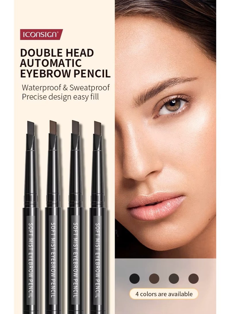 ICONSIGN Dual-Ended Waterproof Eyebrow Pencil - Automatic Retractable Triangular Eyebrow Makeup Pen with Spiral Spoolie Brush, Long Lasting Smudge Proof Precise Brow Filler, 4 Colors Available - Image 3
