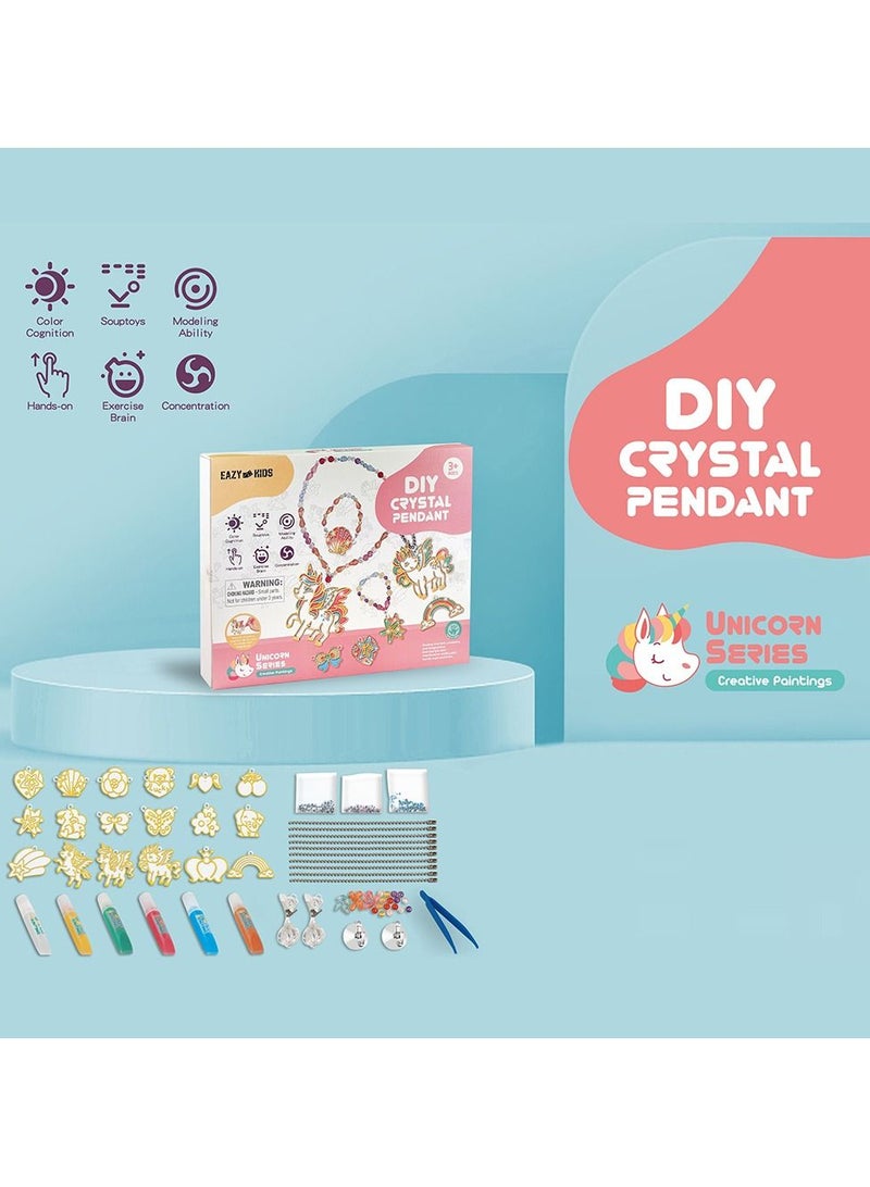 Eazy Kids مجموعة تلوين صناعة قلادات الكريستال للأطفال من DIY، مقاس XL - يونيكورن - Image 2