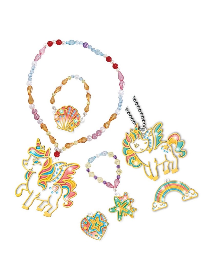 Eazy Kids مجموعة تلوين صناعة قلادات الكريستال للأطفال من DIY، مقاس XL - يونيكورن - Image 4