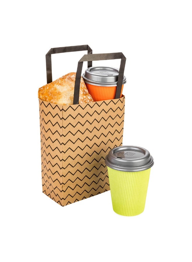 Restaurantware Saving Nature 10 x 6.75 x 12 Inch Shopping Bags, 100 Medium Retail Bags With Handles - Zig Zag Pattern, Sustainable, Kraft Paper Merchandise Bags, For Wedding, Birthday Party Favor - Image 2