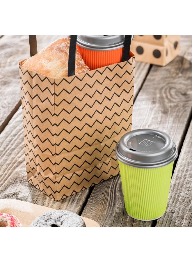 Restaurantware Saving Nature 10 x 6.75 x 12 Inch Shopping Bags, 100 Medium Retail Bags With Handles - Zig Zag Pattern, Sustainable, Kraft Paper Merchandise Bags, For Wedding, Birthday Party Favor - Image 3