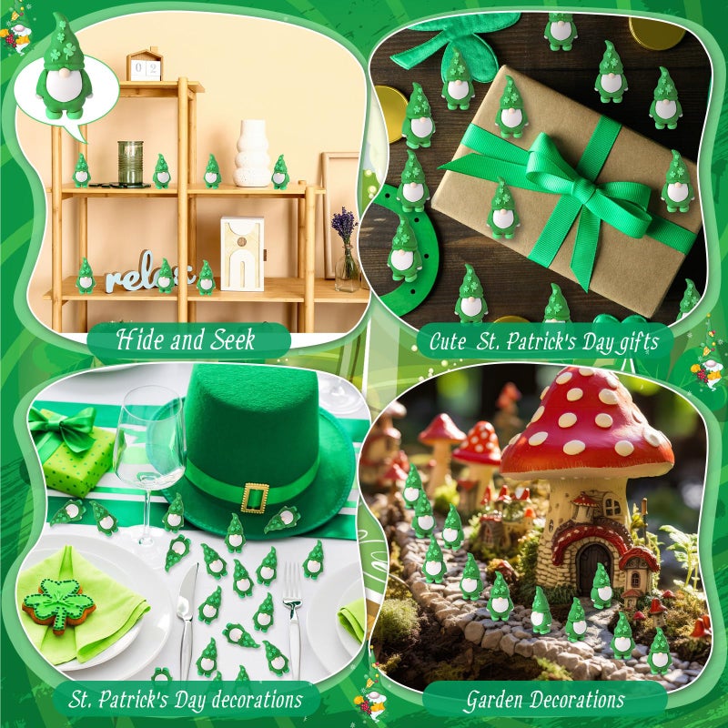 DoubleFill 25 Pcs St. Patrick's Day Mini Gnomes Figures Tiny Gnomes for St. Patrick's Day Gift Small to Hide Rubber Statues for Day Party Favors Goodies Bag Accessories - Image 4