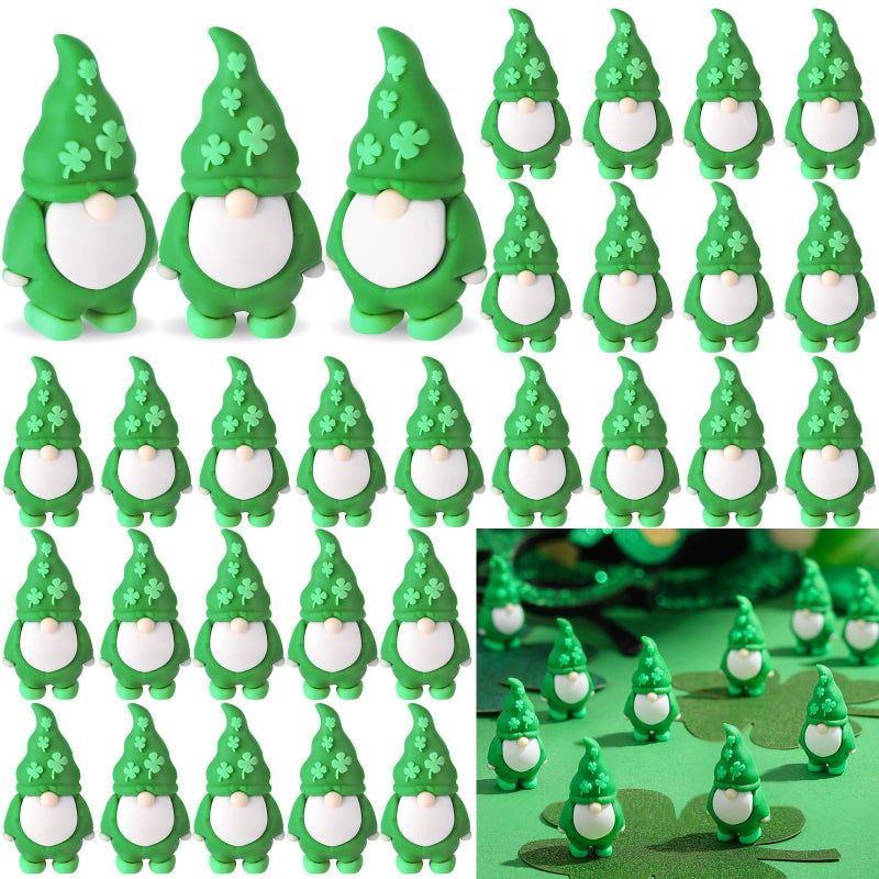 DoubleFill 25 Pcs St. Patrick's Day Mini Gnomes Figures Tiny Gnomes for St. Patrick's Day Gift Small to Hide Rubber Statues for Day Party Favors Goodies Bag Accessories - Image 1