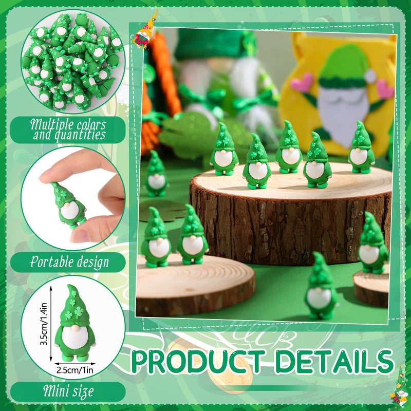 DoubleFill 25 Pcs St. Patrick's Day Mini Gnomes Figures Tiny Gnomes for St. Patrick's Day Gift Small to Hide Rubber Statues for Day Party Favors Goodies Bag Accessories - Image 3