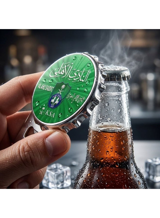 2-in-1 Al Ahli Saudi FC Fridge Magnet & Bottle Opener – Premium Metal Magnetic Refrigerator Magnet with Built-in Beer Bottle Cap Opener, Durable Zinc Alloy Football Fan Souvenir Gift, Green - Image 3