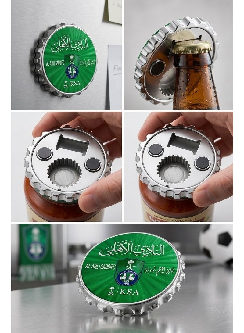 2-in-1 Al Ahli Saudi FC Fridge Magnet & Bottle Opener – Premium Metal Magnetic Refrigerator Magnet with Built-in Beer Bottle Cap Opener, Durable Zinc Alloy Football Fan Souvenir Gift, Green - Image 5