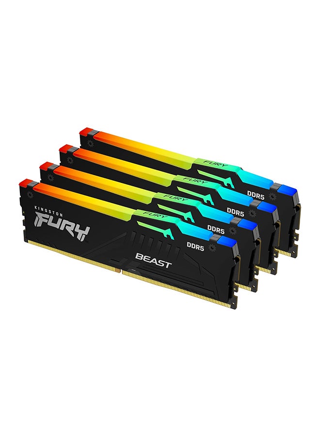 Kingston FURY Beast Black RGB XMP DDR5 64GB 6000MT/s CL40 DIMM Desktop Gaming Memory (Kit of 4) - KF560C40BBAK4-64 - Image 1