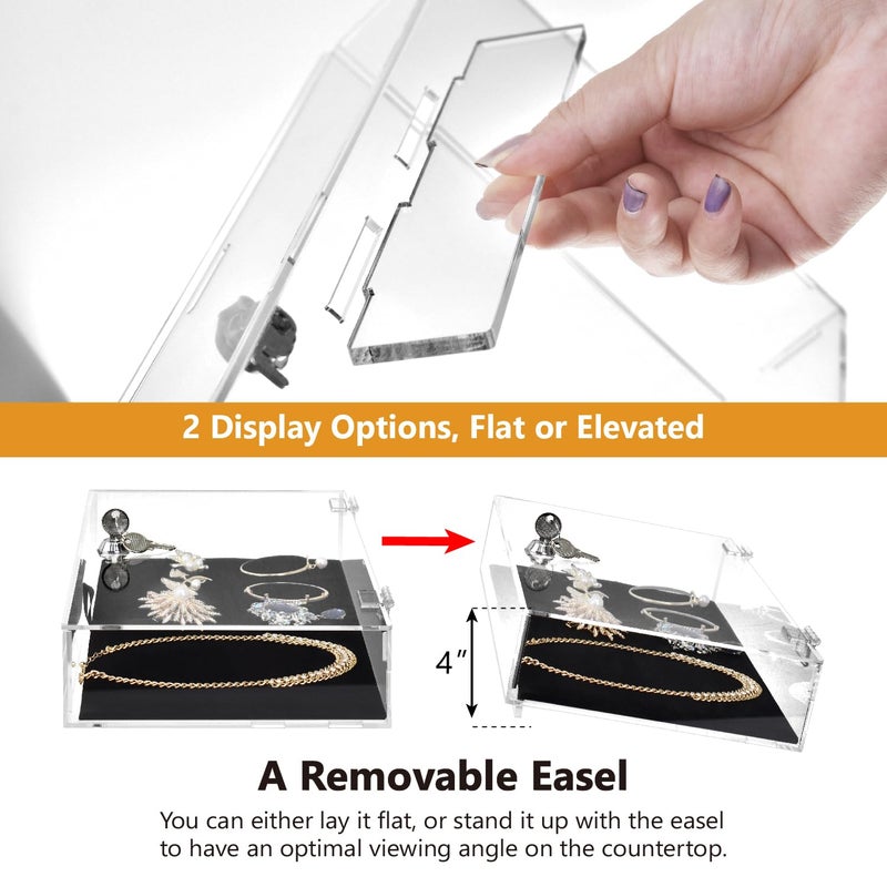 MOOCA Lockable Premium Acrylic Display Cases for Collectibles with a Luxurious Removable Pad, Ideal for Showcasing Collectibles, Watches, Jewelry, Eyewear, and Knives - Image 4