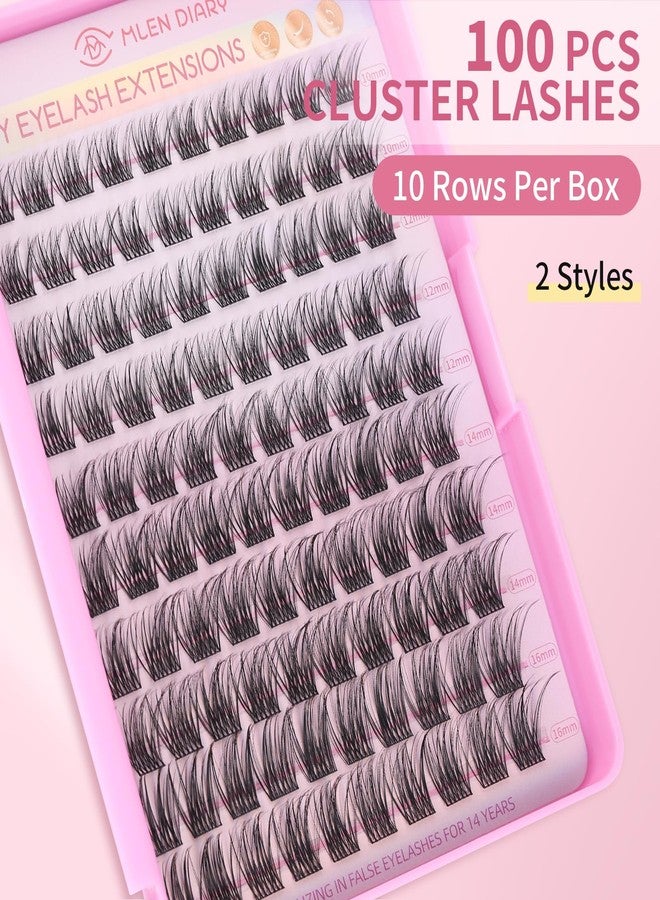 MLEN DIARY Lash Clusters 100PCS Cluster Lashes Wispy Fluffy D Curl Super Thin Band Eyelash Cluster Natural Volume Reusable DIY Eyelash Extensions at Home (10-16mm Mix) - Image 2
