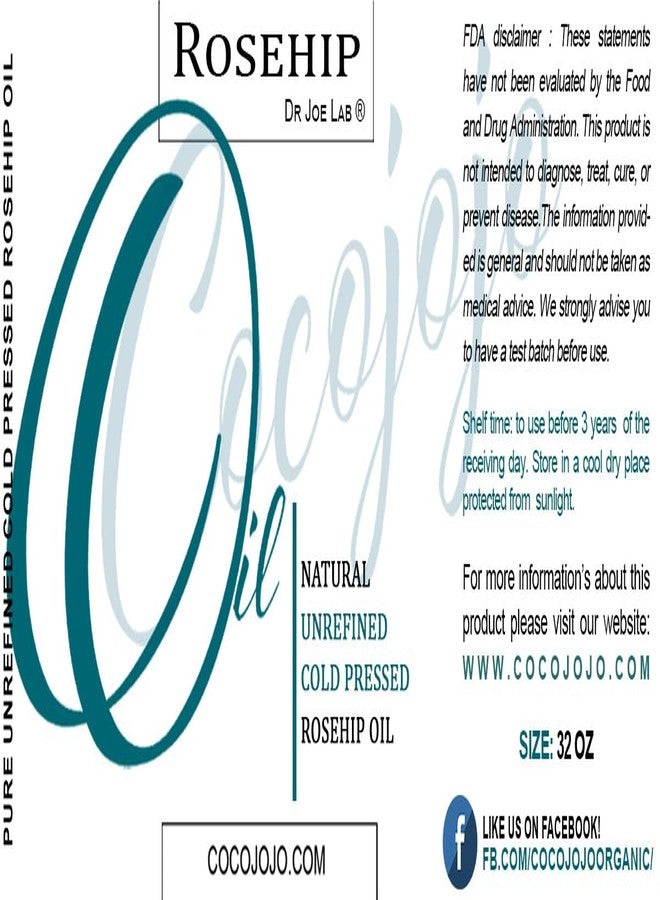 Dr Joe Lab Rosehip Oil for Face, Rosehip Oil, Pure Unrefined Cold Pressed All Natural for Hair Skin Face Body Nails - 32 Oz - Image 2