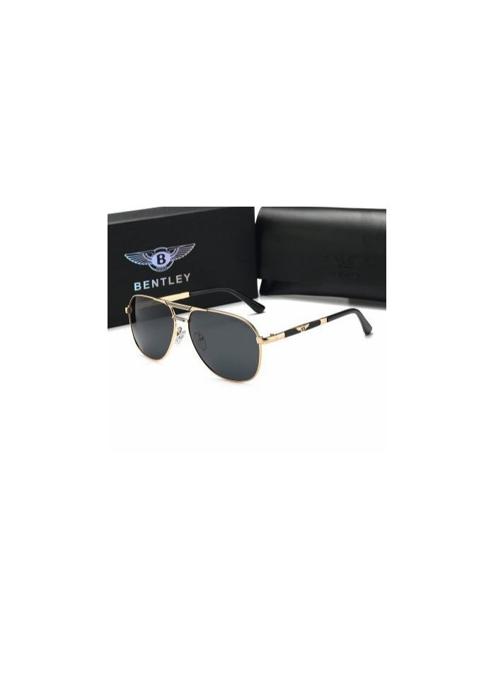 BENTLEY - New BENTLEY Fshion High Quality Sunglasses Men's Polarized Sunglasses Gold Frame Black Gray - Image 1