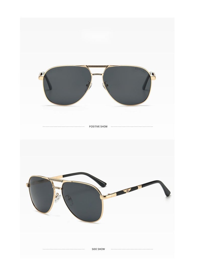 BENTLEY - New BENTLEY Fshion High Quality Sunglasses Men's Polarized Sunglasses Gold Frame Black Gray - Image 1