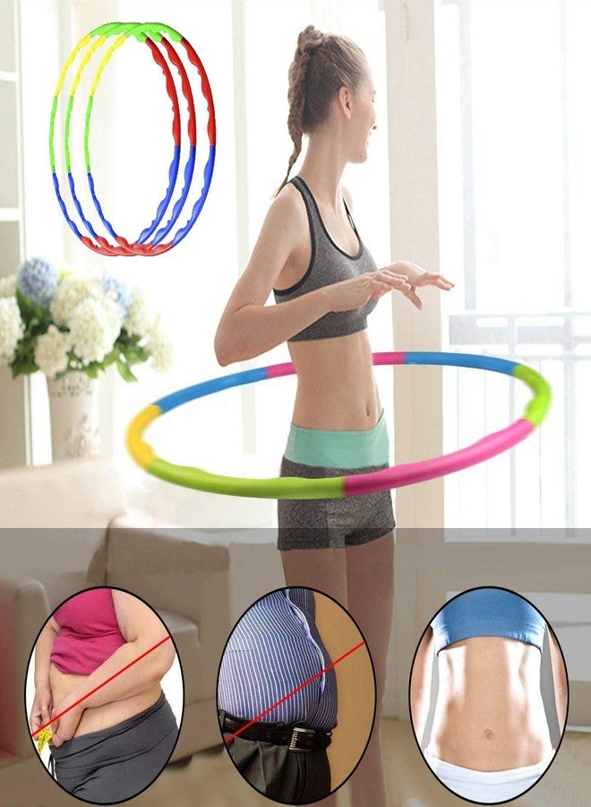 أوبتيموس مجموعة أوبتيموس من 3 حلقات هولا هوب، حلقات رياضية للياقة البدنية للبالغين والأطفال والنساء - قابلة للتعديل، 8 قطع متشابكة - Image 3