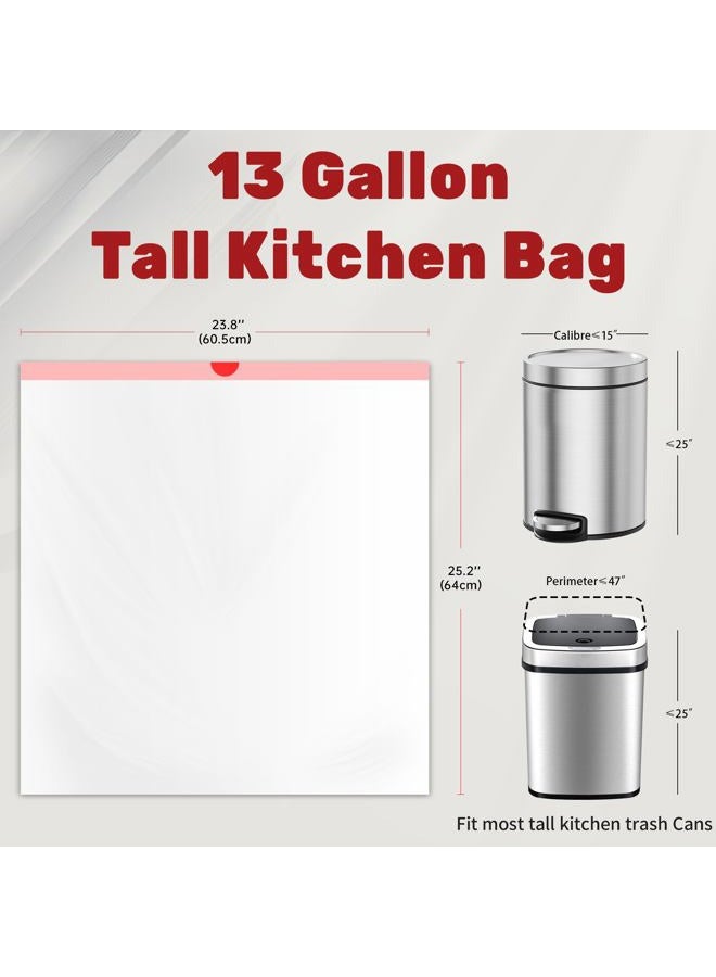 FIXSMITH 13 Gallon Trash Bags Drawstring, 20 Count Garbage Bags 13 Gallon Tall Kitchen,Heavy Duty Trash Bags for Bathroom, Outdoor, Waste Basket and Car, Unscented White Bathroom Garbage bag - Image 2