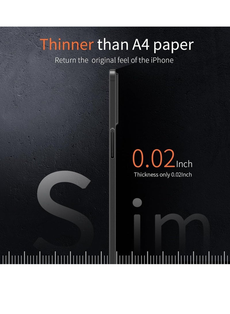 Case Compatible with iPhone 15 Pro Max Slim Case,0.2mm Fit [Paper-Thin]Lightweight Case Translucent Matte Finish PP Back Protection[Anti-Fingerprints&Yellowing] (Black) - Image 2