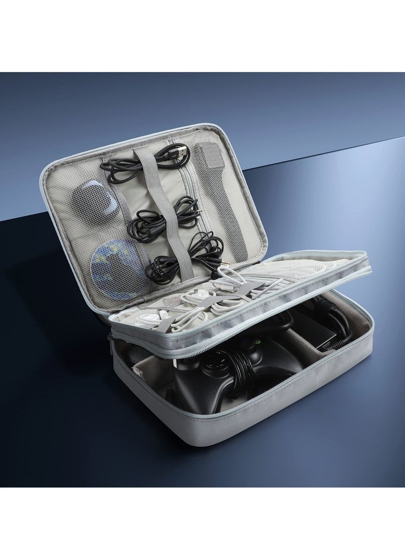 XiuWoo Electronic Cable Organizer Bag, Multiple Compartments for Travel Essentials, Organize Cables, Chargers, Phones, Earphones, Power Banks, Earbuds, and Hard Drives, Grey - Image 4