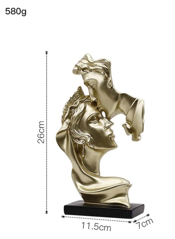KASTWAVE Couple Figurines Gold Statue Romantic Carved Crafts Ornament Lover Resin Sculpture Modern Art Desktop Figure Decor Table Ornament for Home Office Bookshelf Decor - Image 1