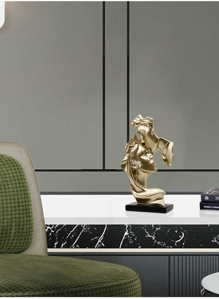 KASTWAVE Couple Figurines Gold Statue Romantic Carved Crafts Ornament Lover Resin Sculpture Modern Art Desktop Figure Decor Table Ornament for Home Office Bookshelf Decor - Image 4