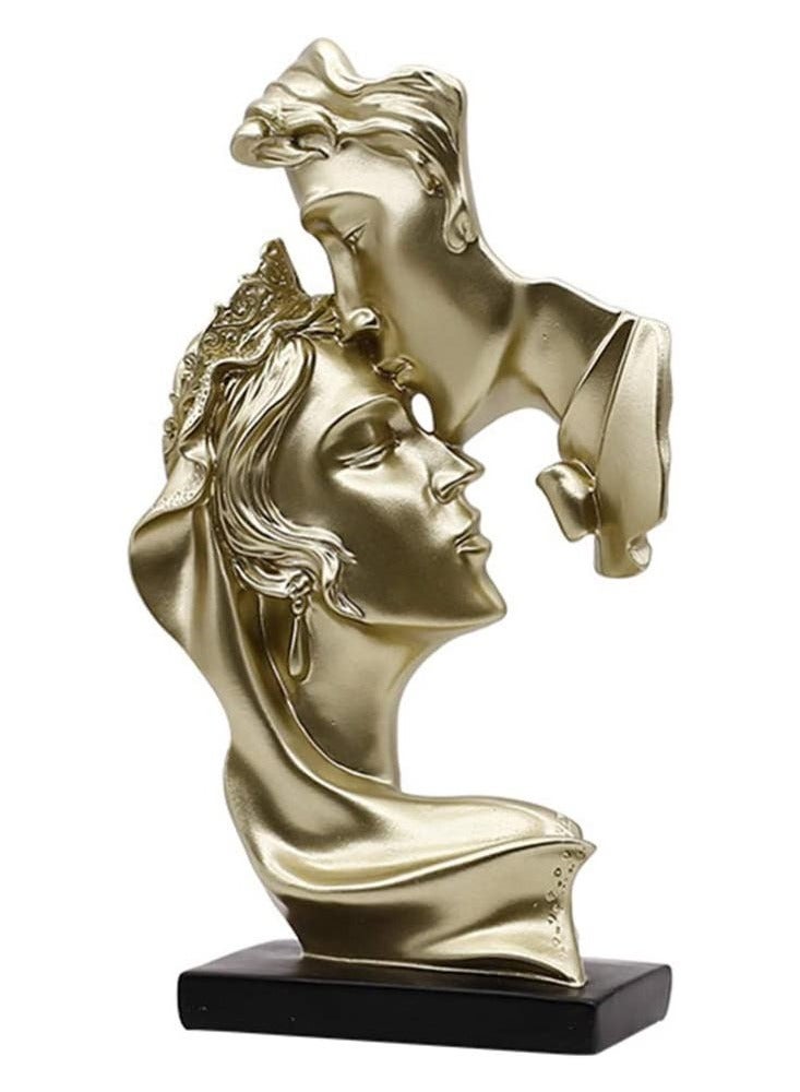KASTWAVE Couple Figurines Gold Statue Romantic Carved Crafts Ornament Lover Resin Sculpture Modern Art Desktop Figure Decor Table Ornament for Home Office Bookshelf Decor - Image 2