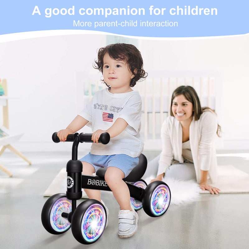 Bobike Baby Balance Bike Toys for 12-36 Months Kids Toy Boy and Girls Gifts Toddler Best First Birthday Gift Children Walker No Pedal Infant 4 Wheels Bicycle (Colorful, Black-Light) - Image 2