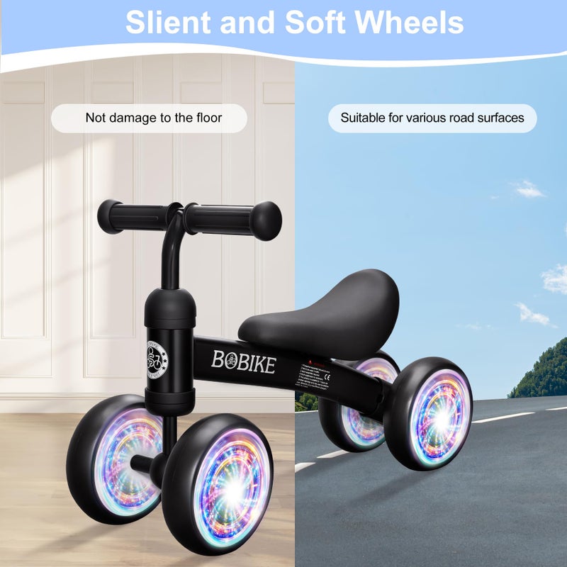 Bobike Baby Balance Bike Toys for 12-36 Months Kids Toy Boy and Girls Gifts Toddler Best First Birthday Gift Children Walker No Pedal Infant 4 Wheels Bicycle (Colorful, Black-Light) - Image 5