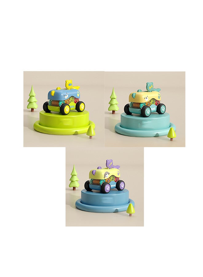 Toyland Pack of 3 Multifunction Gear Inertia Engineering Vehicle Toys Pull Back Vehicle Train Toy Inertia Toy Car With Whistle For Kids-Assorted Colour