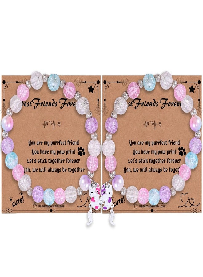 DOYYCA Friendship Bracelets Cute Magnetic Matching Charm Beaded Best Friend Bracelet BFF Bracelets for 2 Girls Women, Adjustable, Beads, no gemstone - Image 1