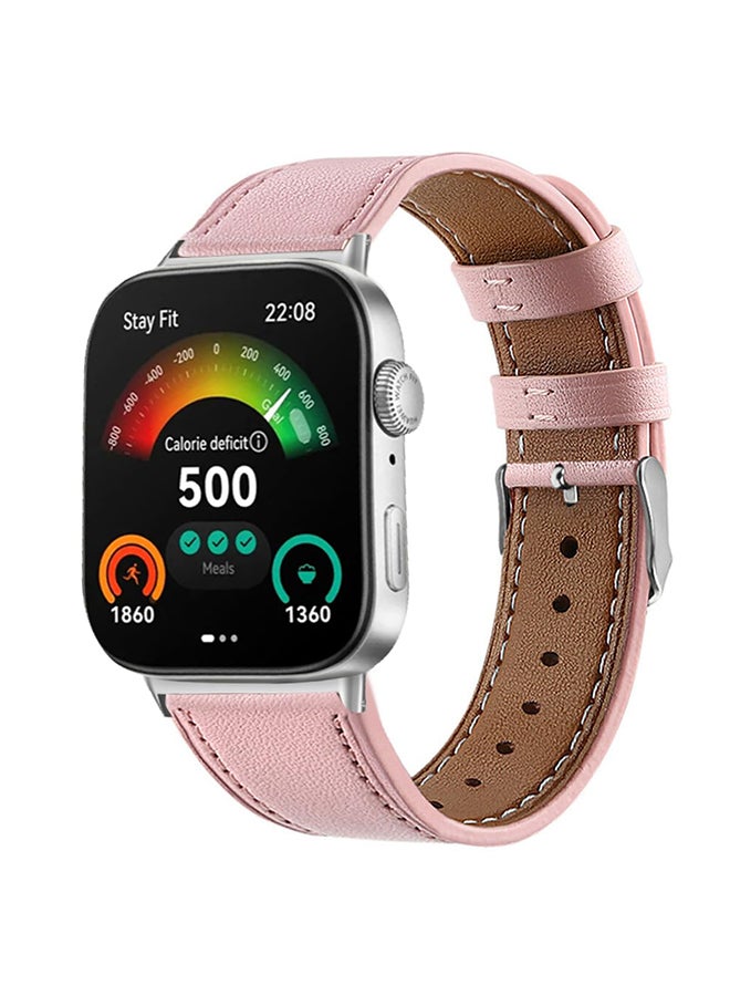 O Ozone O Ozone Leather Strap for Huawei Watch Fit 4pro/Fit 4/Fit 3, Soft Leather Sport Fitness Strap Bracelet for Men Women, Adjustable Replacement Band - Pink - Image 1