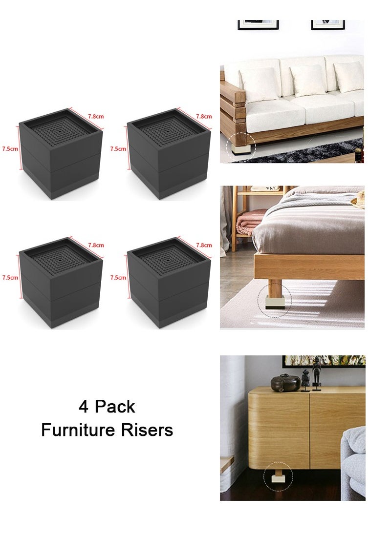 TAPIT 4 Pack Set Adjustable Furniture Bed Risers, Heavy Duty for Table Couch Bed Frame, Table Leg Extenders for Sofa Desk Couch Bed (Black)  - Image 1