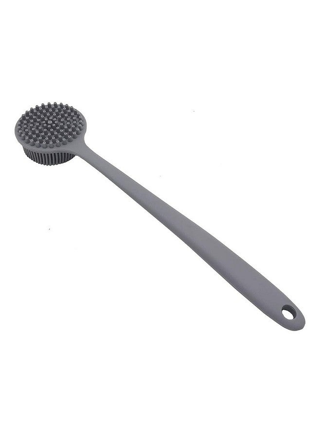 UNIQUE CART Silicone Back Scrubber for Shower Bath Body Brush with Long Handle, BPA-Free, Hypoallergenic, Eco-Friendly (Grey) new - Image 3