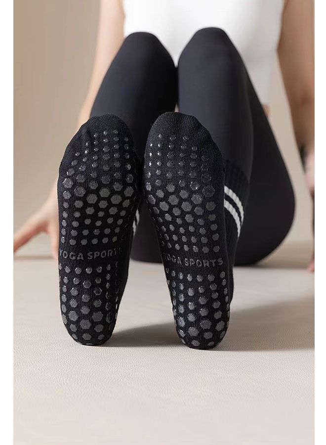Ant 95% Cotton Medium Yoga Socks for Women, Anti-Skid Silica Gel&Soft and Ultra Stretch Sport Socks for Pilates Ballet Barre Yoga Black - Image 3
