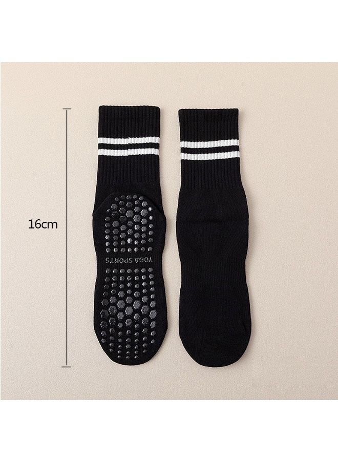 Ant 95% Cotton Medium Yoga Socks for Women, Anti-Skid Silica Gel&Soft and Ultra Stretch Sport Socks for Pilates Ballet Barre Yoga Black - Image 2