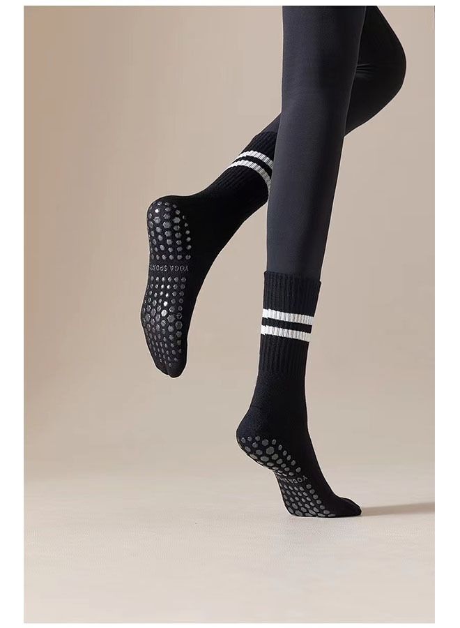 Ant 95% Cotton Medium Yoga Socks for Women, Anti-Skid Silica Gel&Soft and Ultra Stretch Sport Socks for Pilates Ballet Barre Yoga Black - Image 5