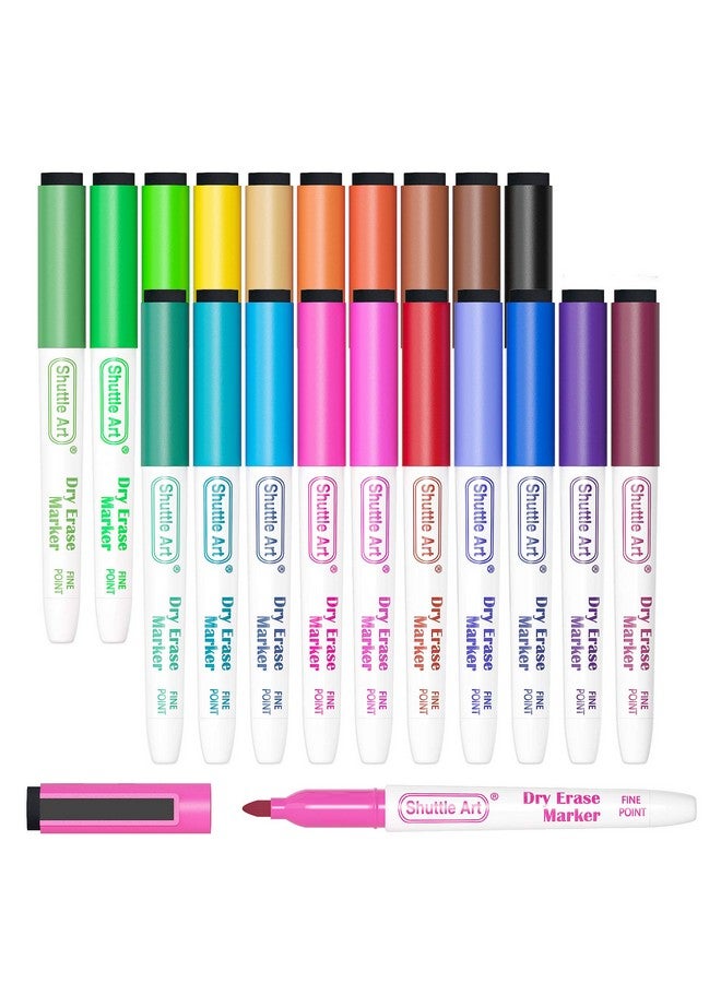 شاتل أرت أقلام سبورة بيضاء مغناطيسية، 20 قطعة من أقلام السبورة البيضاء، طرف رفيع وممحاة، أقلام سبورة بيضاء قابلة للمسح الجاف، للكتابة على السبورة البيضاء، مخطط أسبوعي، زجاج - Image 1