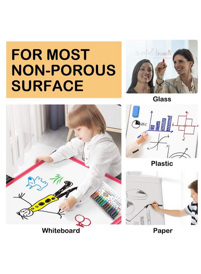 شاتل أرت أقلام سبورة بيضاء مغناطيسية، 20 قطعة من أقلام السبورة البيضاء، طرف رفيع وممحاة، أقلام سبورة بيضاء قابلة للمسح الجاف، للكتابة على السبورة البيضاء، مخطط أسبوعي، زجاج - Image 5