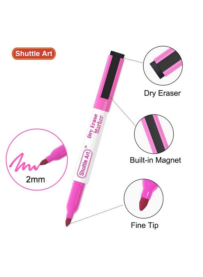 شاتل أرت أقلام سبورة بيضاء مغناطيسية، 20 قطعة من أقلام السبورة البيضاء، طرف رفيع وممحاة، أقلام سبورة بيضاء قابلة للمسح الجاف، للكتابة على السبورة البيضاء، مخطط أسبوعي، زجاج - Image 3