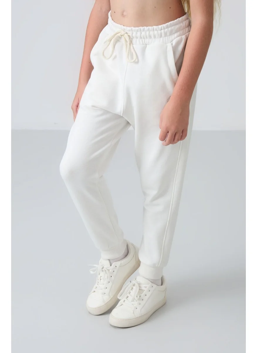 Tommy Life Ecru Cotton Fluffy Soft Texture Standard Fit Embroidered Girls Tracksuit - 75148